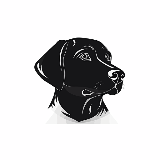 vector single labrador HEAD logo design ,flat design,black color, white background