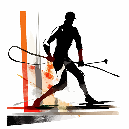 by wu guanzhong+Axel Vervoordt,vector illustration, minimalist illustrator, silhouette of a person extreme sports, dynamic posture