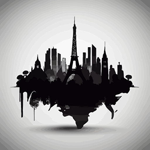 vector skyline of paris, black sihlouette