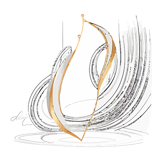 2d minimal bullet dancer illustration, body curve, bullet shoes, vector line, gold line on white background for jewelry shop, luxury, shiny :: gold line earring illustration