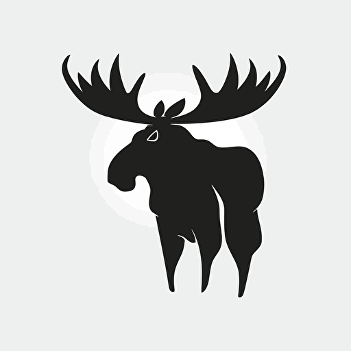 moose, 2D vector, simple, logo style, white background