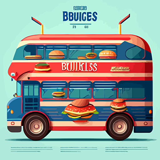 2d double decker bus design for burgers. Vector