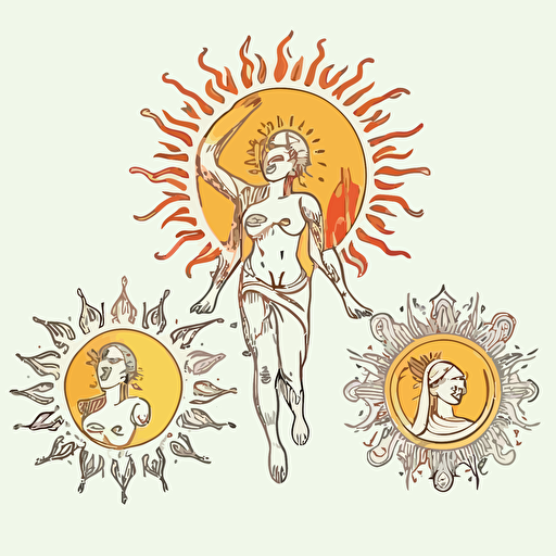 authentic joyful balance wisdom sun moon masculine feminine energy principles asana shankara upanishad veda meditation isometric hand drawn sketches line drawing illustration vector