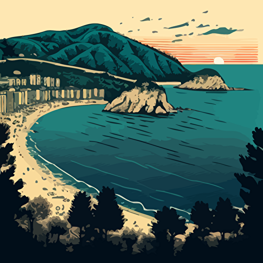 gelendzhik bay drawing vector