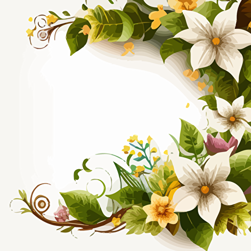 flower border vector,floral, white background