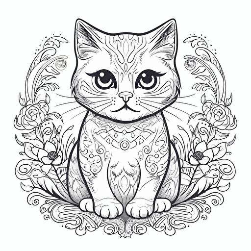 vector image for a coloring page of a cute kitty ned khloe