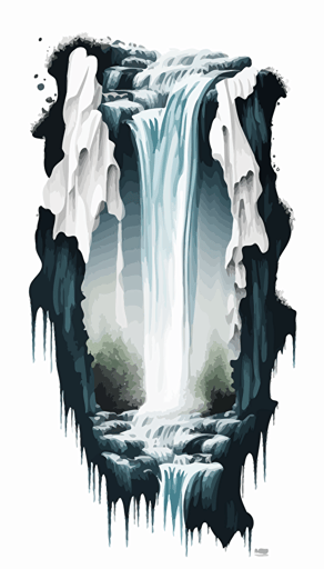 Vector logo of a cascading waterfall with lots of white space, going from top left to bottom right