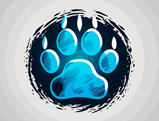 simple decal vector logo lion paw print blue search searching hunt hunting