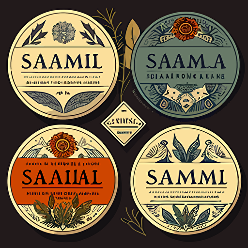 shamanic herbal labels for salves, flat, vector