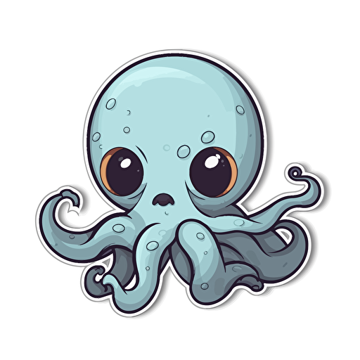octopus, sticker, cartoon style, white background, contour, devious, cute, vector