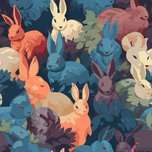 vector art of bunnies of various types and colors