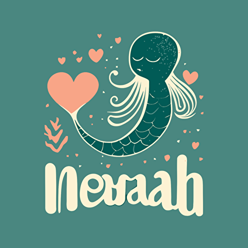 mermaid, logo, vector, simple, happy, love, flat, minimal