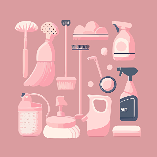 Vector of pink cleaning tools