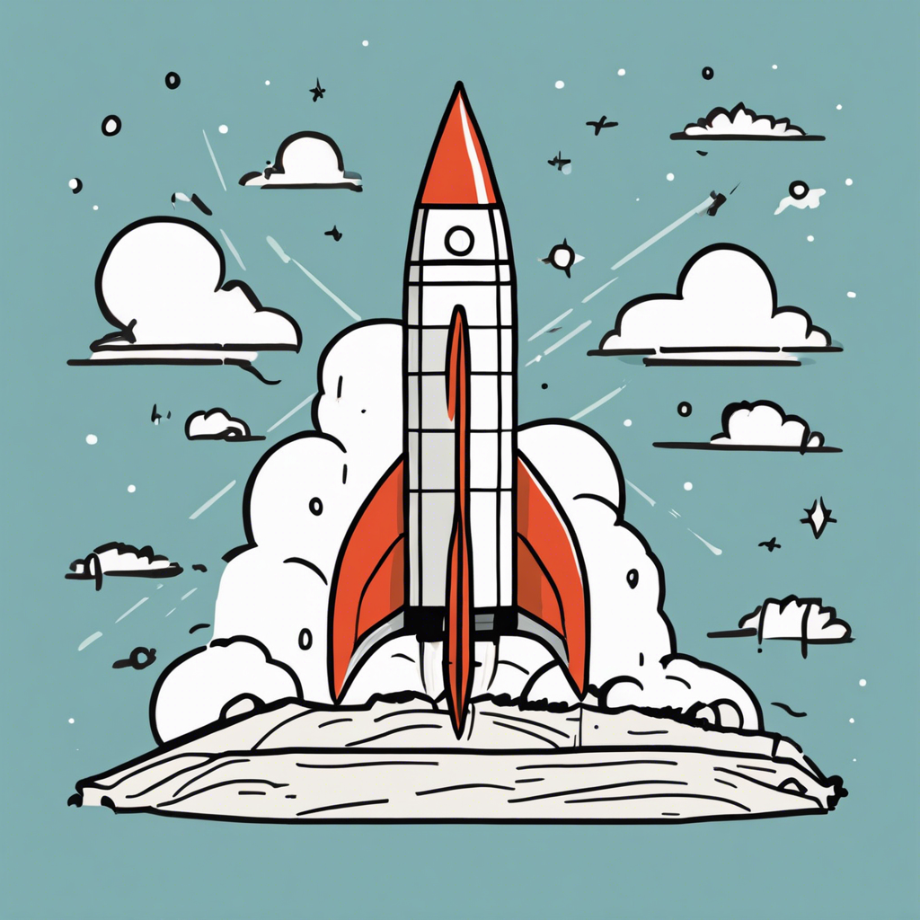 a rocket taking off, illustration in the style of Matt Blease, illustration, flat, simple, vector