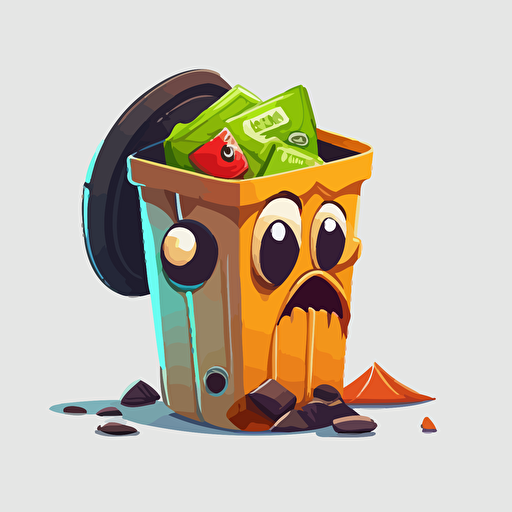 garbage, cans, white background, vector, cartoon