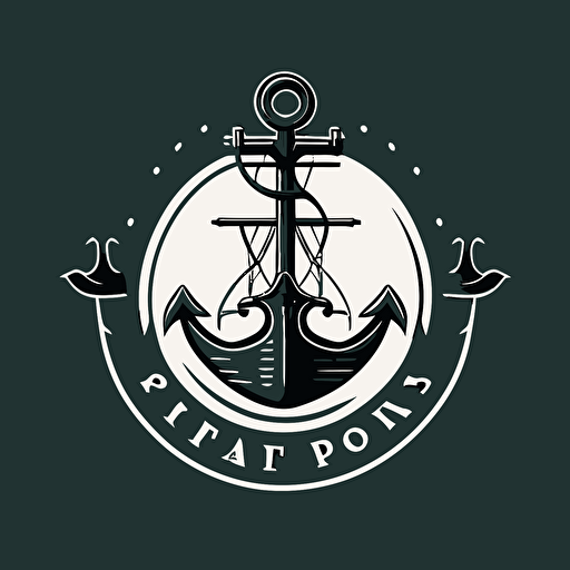 design logo port, anchor, ship, simple minimalist vector