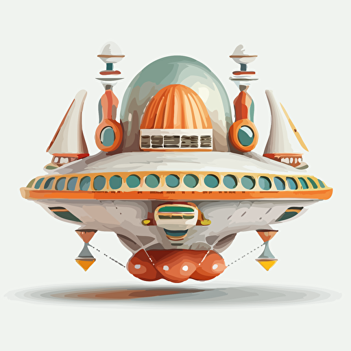 a UFO spaceship, Vector, Halloween colored, white background, classic style ufo ship, Pizar