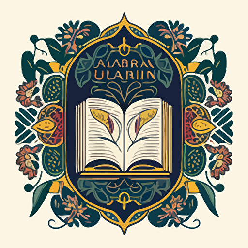 flat vector logo of opened book in Ukrainian pattern style