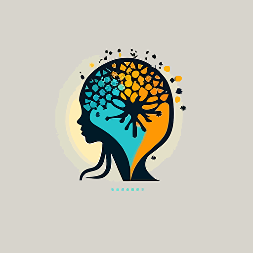 logo for mental health service. Bee hive as head, minimal, vector style