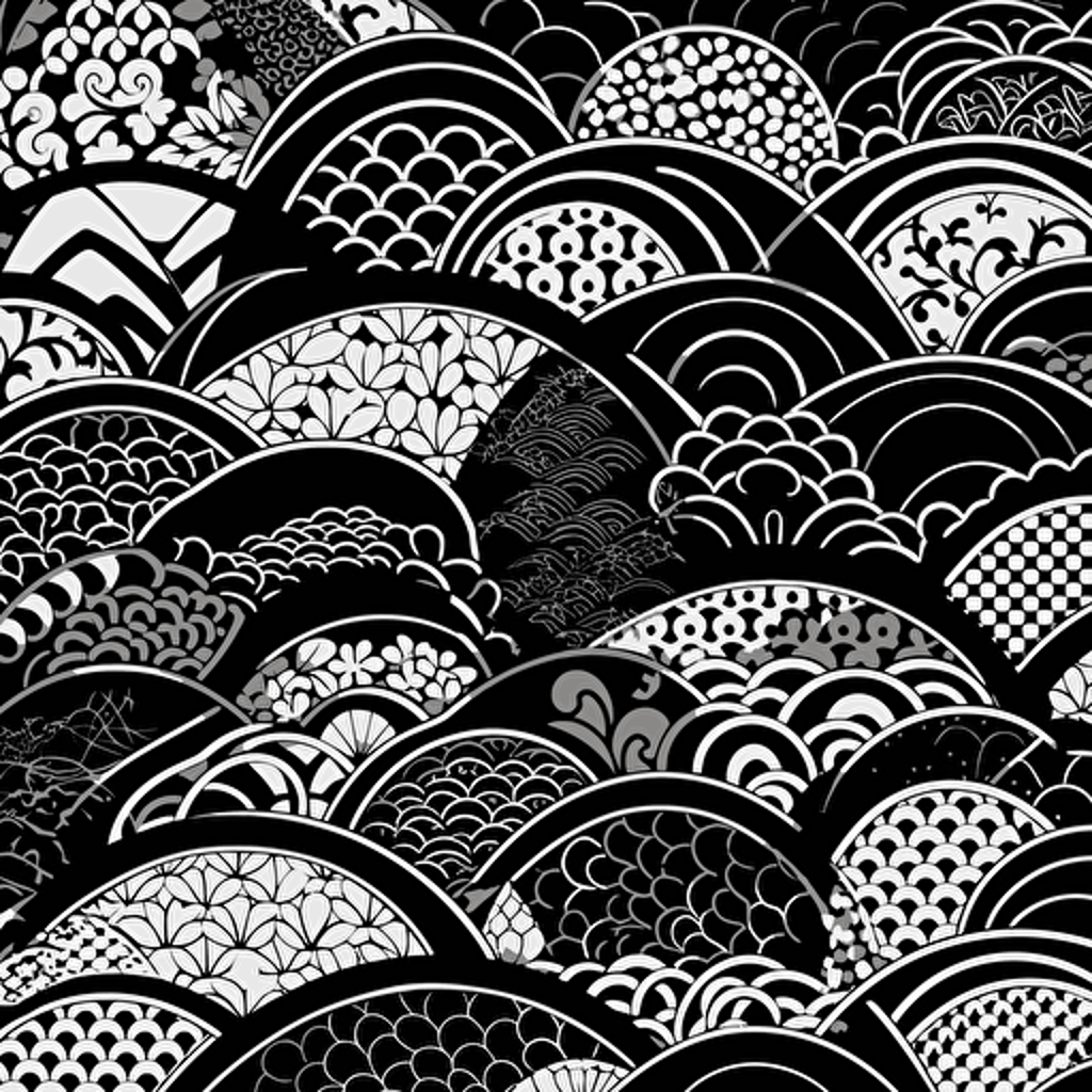 Japanese pattern vector bright circle black and white