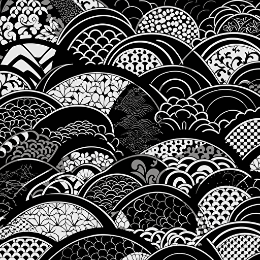 Japanese pattern vector bright circle black and white