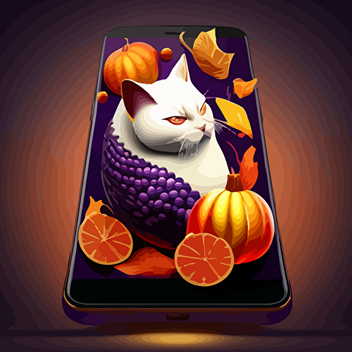cat chinese style with flames coins cellphones mandarines chinese new year logo vector detailed high definition white purple red orange