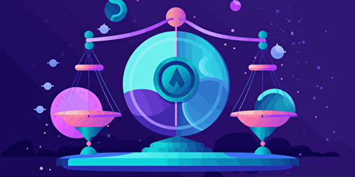 vector image of competing priorities. design milk. flat. the palette is mostly purple with a little bit of blue and green.