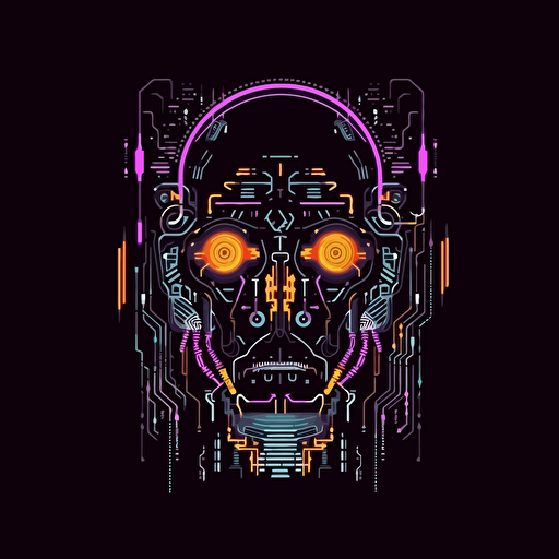 Cyberpunk style logo illustration, black background, vector,