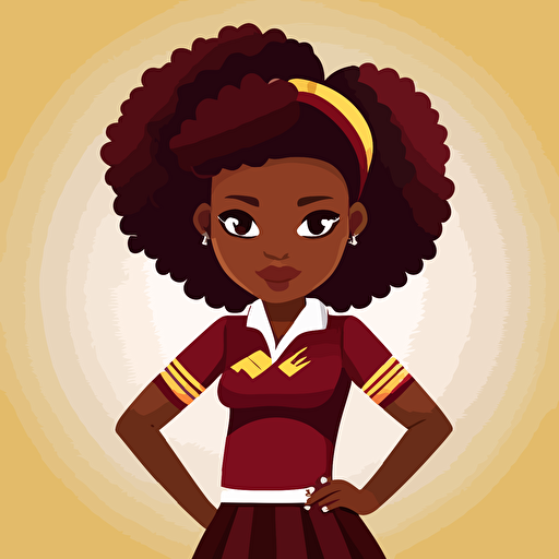 vector animation of teenage brown skinned cheerleader wearing maroon