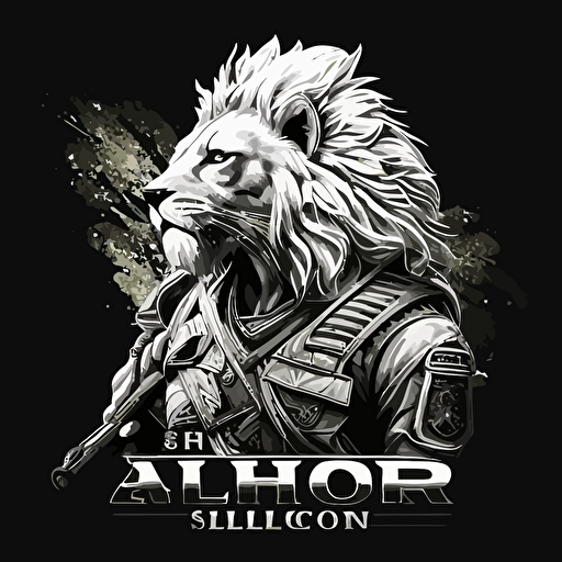 logo vector white lion soldier