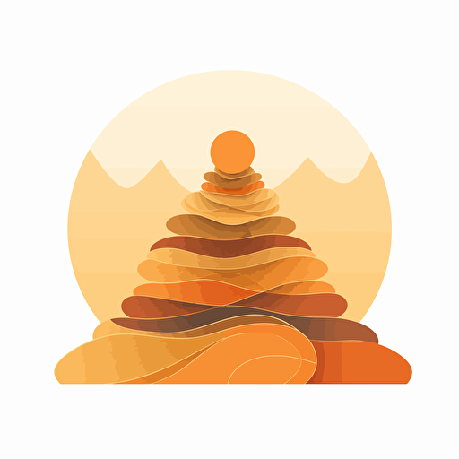 modern logo design of a cairn for psychotherapy practice, extremely detailed, symmetrical, Studio Ghibli style with 35% modern minimal influence, peaceful, inviting, professional design, adobe illustrator, vector, orange-gold design on transparent background
