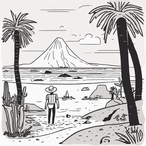 a person stranded on a desert island