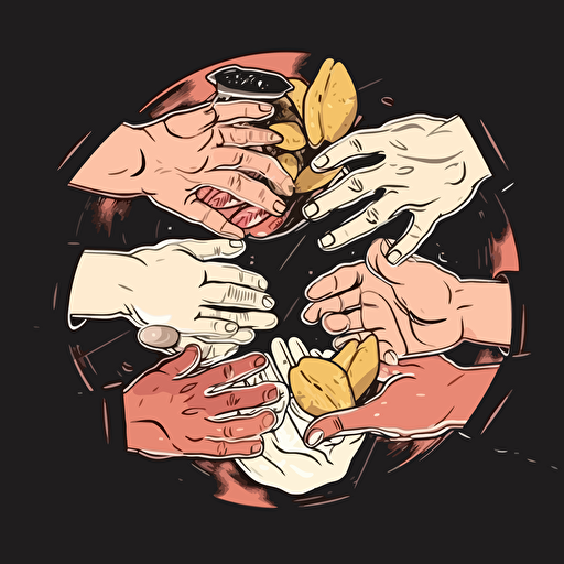 hands feast bumping vector simple
