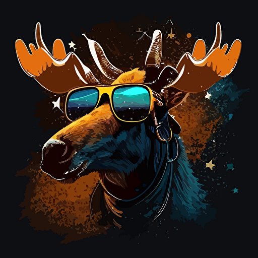 space moose wearing sunglasses vector logo