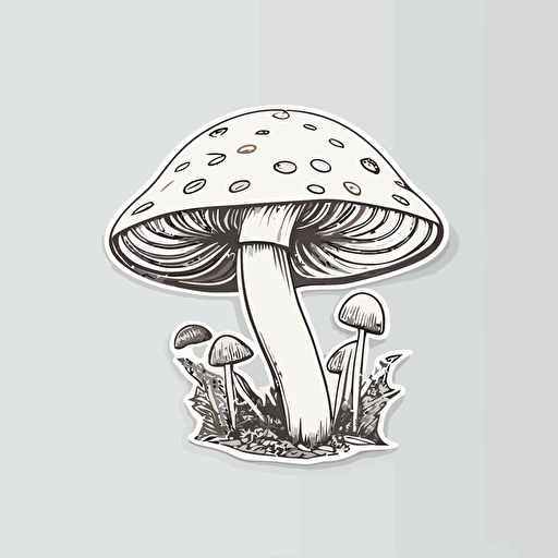 mushroom Sticker, whimsical, Minimal, Contour, Vector, White Background, Detailed ar 1:1