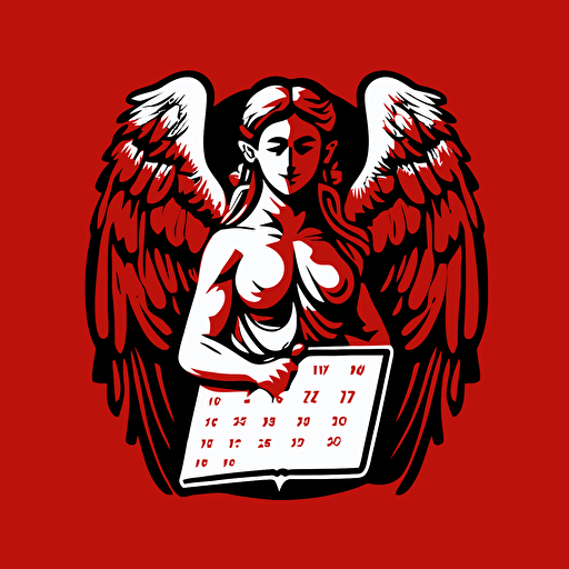 mascot logo of a calendar, simple, red, vector