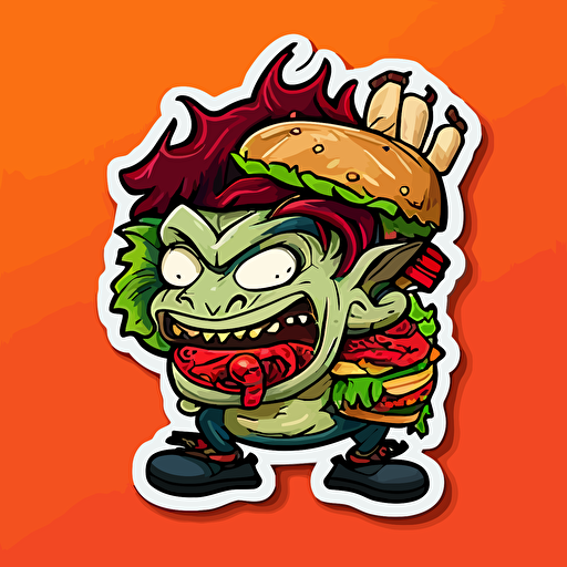 troll and burger:sticker,illustration ,vector ,cartoon style