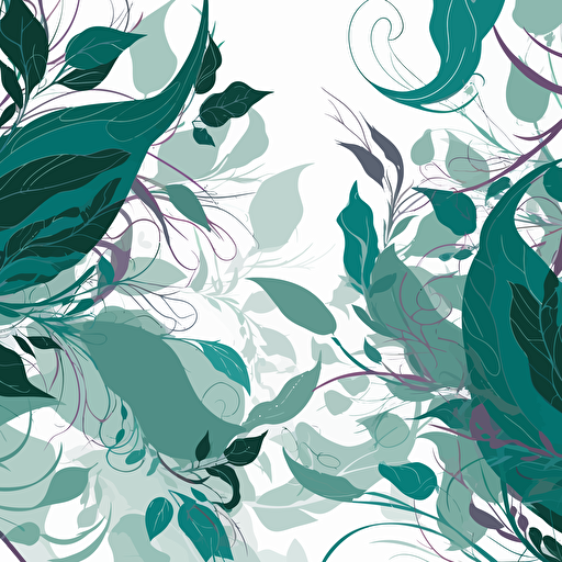 abstract pattern vector art of fluid dancing big leaf botanicals silhouetttes on white backround ar 500:350