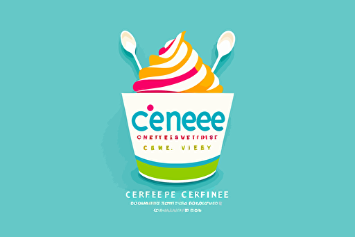 "CRÉMÉ" ; frozen yoghurt dessert logo, "CRÉMÉ" wordmark logo, simple logo, fun, playful color, arrangement, friendly design, vibrant colors, vector ; on white background