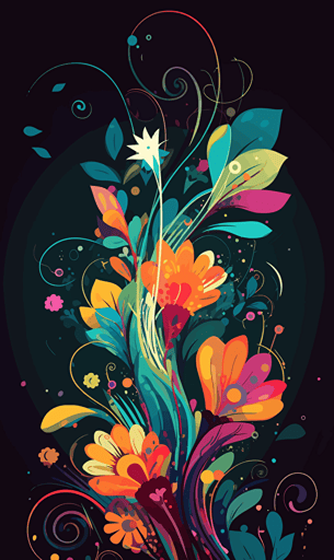 fantasy flowers abstract and colorful, vector.