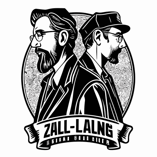 a line-art, vector logo for a directing two of two tall jews