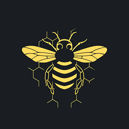 flat logo design, vector, modern, minimalistic bee symbol,