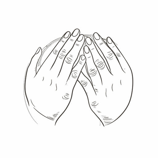 a couples hands holding each other, with rings, line drawing style, white background, vector