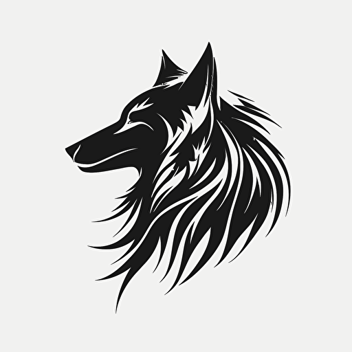 minimal logo of a wolf head, black color, white background, vector