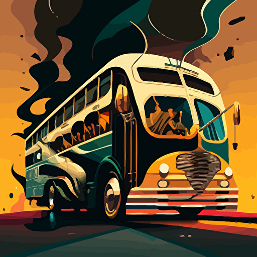 an impossible bus, vector art, jazz