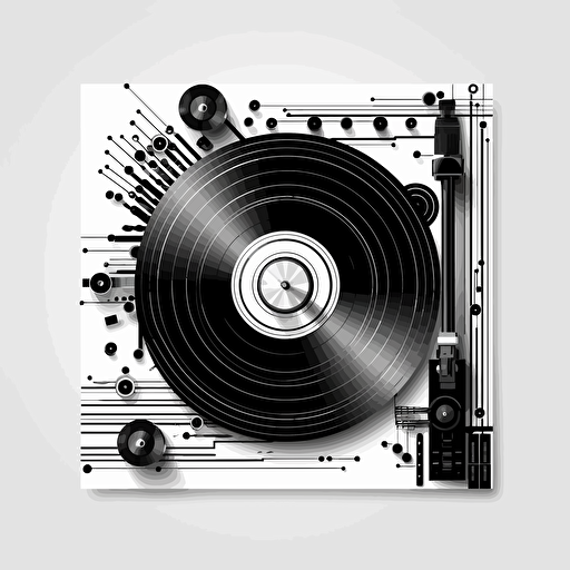 vinyl record, black and white logo, vector, technic 1200 turntable