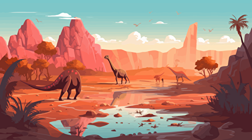 illustration cretaceous landscape with muddy ground vector style