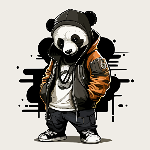 streetwear hip hop panda vector