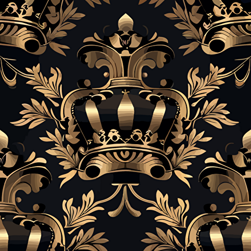 create a vector seamless pattern of a crown, black, v5