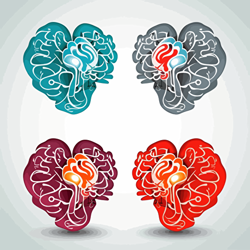 heart and brain logos, vector